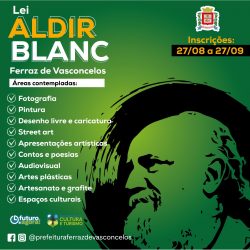 Últimos dias para inscrições da Lei Aldir Blanc em Ferraz