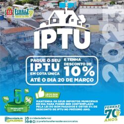 IPTU de Ferraz vence dia 20 com 10% de desconto